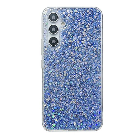 Per Samsung Galaxy S23 FE 5G Custodia per telefono in TPU epossidico con paillettes glitterate (blu)