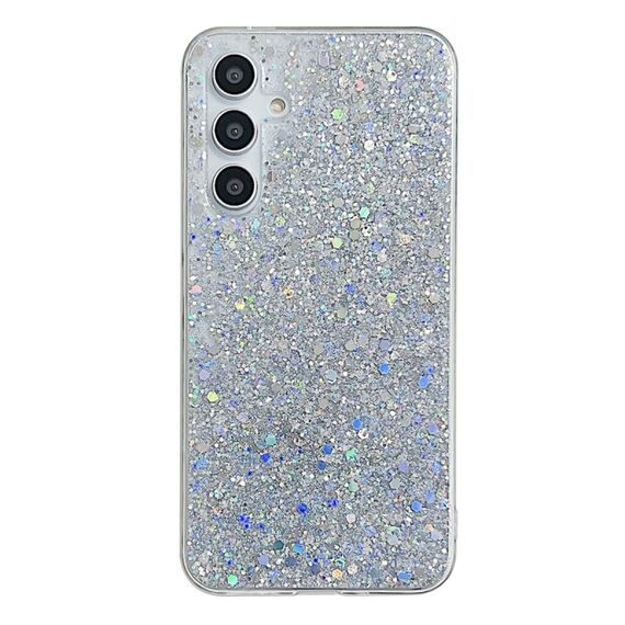 Per Samsung Galaxy S23 FE 5G Custodia per telefono in TPU epossidico con paillettes glitterate (Argento)