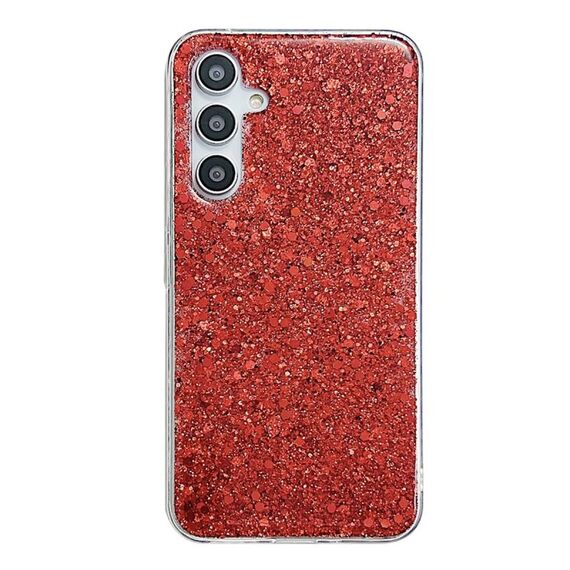 Custodia per telefono in TPU epossidico con paillettes glitterate per Samsung Galaxy S23 FE 5G (rossa)