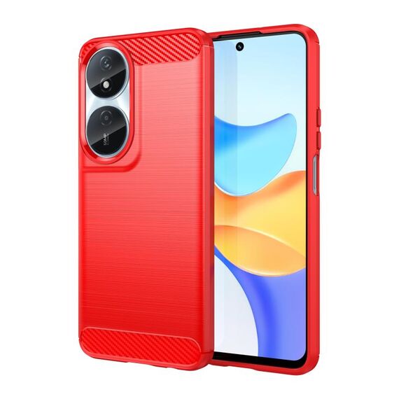 Custodia per telefono in TPU in fibra di carbonio con texture spazzolata per Honor Play 8T (rossa)