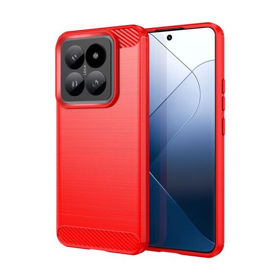 Custodia per telefono TPU in fibra di carbonio con texture spazzolata Xiaomi 14 Pro (rossa)
