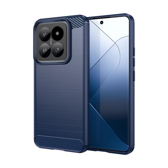 Per Xiaomi 14 Pro Custodia per telefono TPU in fibra di carbonio con texture spazzolata (blu)