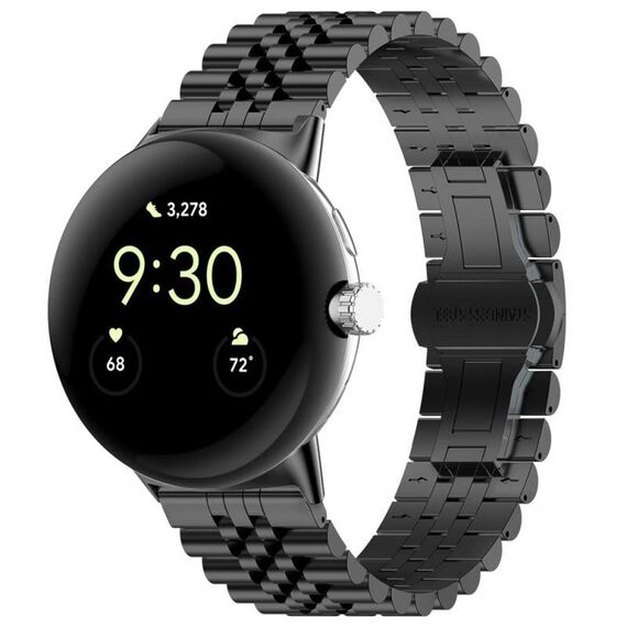 Per Google Pixel Watch 2 / Pixel Watch cinturino in metallo in acciaio inossidabile con sette perline (nero)