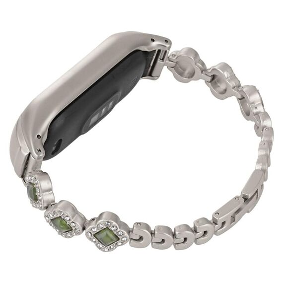 Per cinturino per orologio in metallo con diamanti e quadrifoglio Xiaomi Mi Band 8 (colore Starlight)