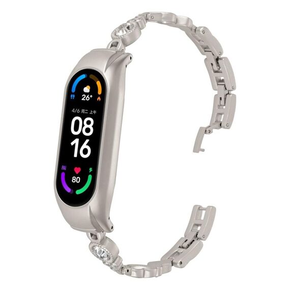 Per cinturino per orologio in metallo con diamanti cuore a cuore Xiaomi Mi Band 8 (colore Starlight)