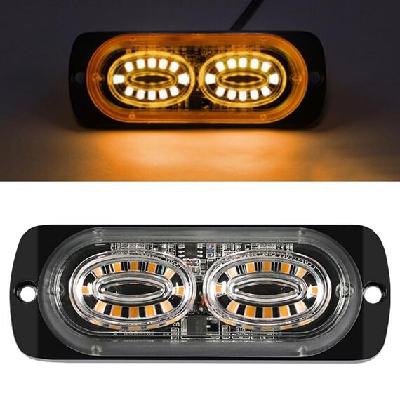 Luce stroboscopica a 24 LED per segnale laterale auto da 12 W (giallo)