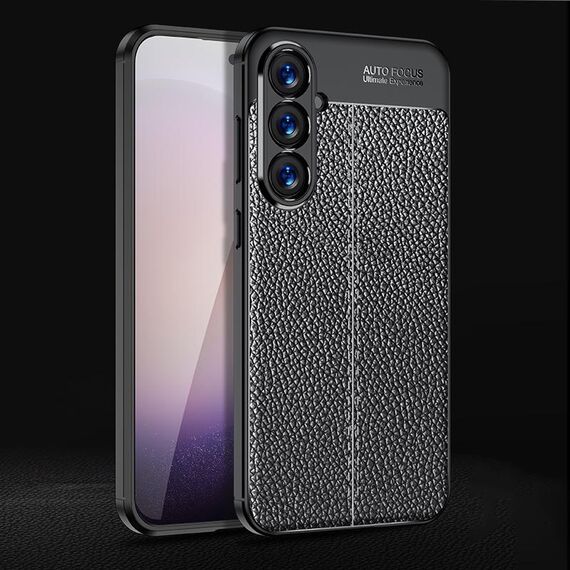Custodia per telefono in TPU antiurto con texture Litchi per Samsung Galaxy S24+ 5G (nera)