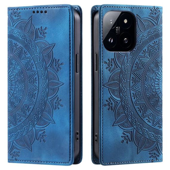 Custodia per telefono in pelle magnetica goffrata Xiaomi 14 Pro Totem (blu)