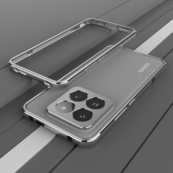 Per Xiaomi 14 Pro Serie Aurora Protezione per lenti + Custodia per telefono con struttura in metallo (grigio argento)