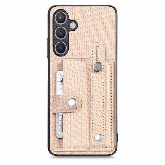 Per Samsung Galaxy S24+ 5G Polsino Cavalletto Portafoglio Custodia posteriore per telefono con coltello per attrezzi(Kaki)