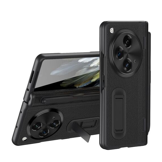 Per OPPO Find N3 Custodia per telefono in pelle liscia con pellicola integrata con penna (nera)