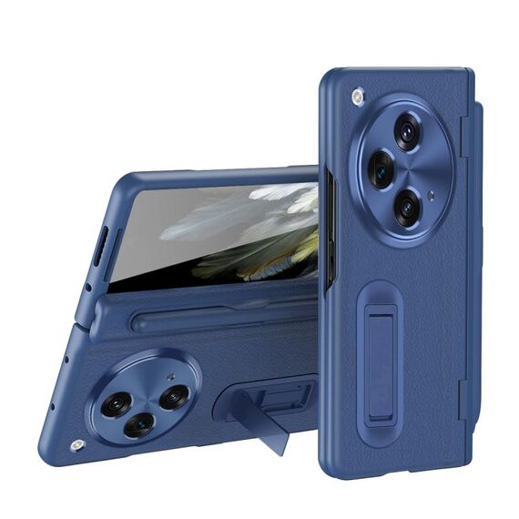 Per OPPO Find N3 Custodia per telefono in pelle liscia con pellicola integrata con penna (blu)