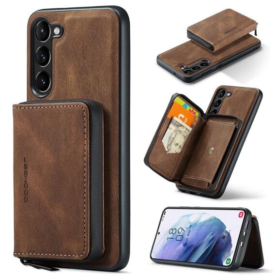 Per Samsung Galaxy S24 5G JEEHOOD Custodia per cellulare in pelle con cerniera magnetica orizzontale (marrone)