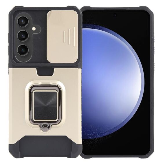 Per Samsung Galaxy S24 5G Camera Shield Card Slot PC+TPU Custodia per telefono (Oro)