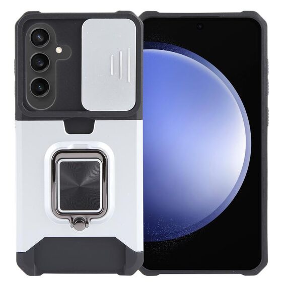Per Samsung Galaxy S24 5G Camera Shield Card Slot PC+TPU Custodia per telefono (Argento)