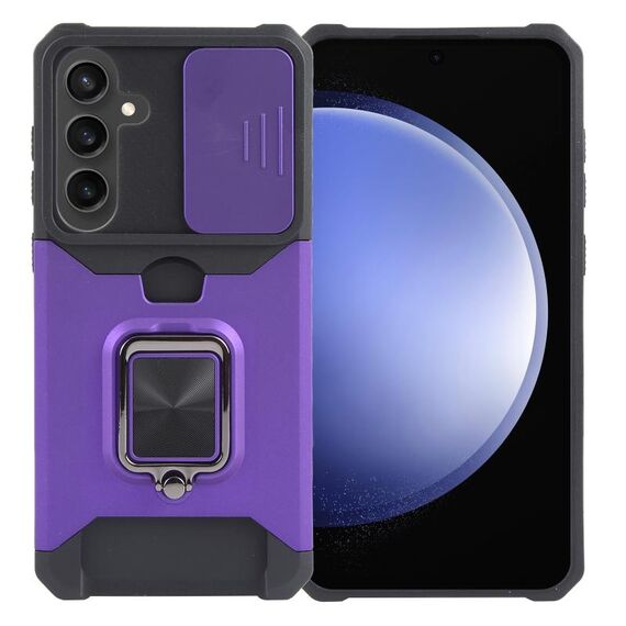 Per Samsung Galaxy S24+ 5G Camera Shield Card Slot PC+TPU Custodia per telefono (Viola)