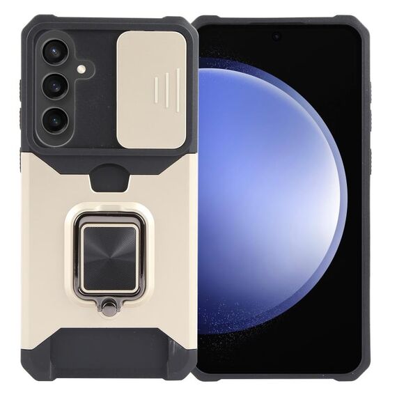 Per Samsung Galaxy S24+ 5G Camera Shield Card Slot PC+TPU Custodia per telefono (Oro)