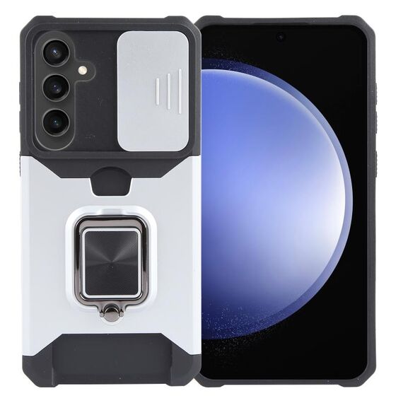 Per Samsung Galaxy S24+ 5G Camera Shield Card Slot PC+TPU Custodia per telefono (Argento)