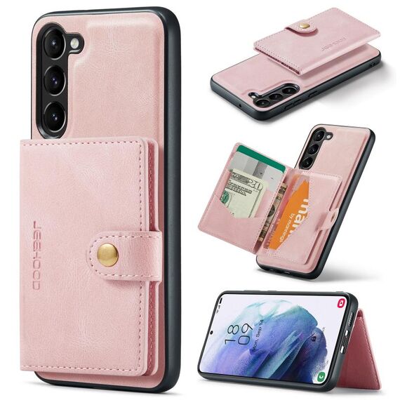 Per Samsung Galaxy S24 5G JEEHOOD J01 Custodia a portafoglio magnetica retrò staccabile (rosa)