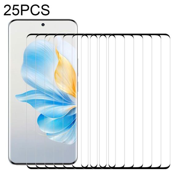 Per Honor 100 25 pezzi 9H HD 3D Pellicola in vetro temperato con bordo curvo (nero)