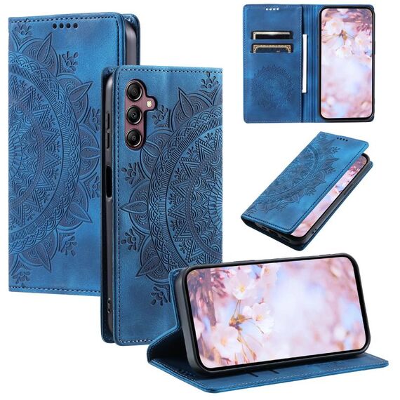 Custodia per telefono in pelle magnetica goffrata Totem per Samsung Galaxy S23 FE 5G (blu)