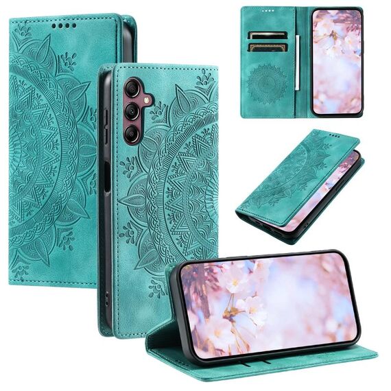 Custodia per telefono in pelle magnetica goffrata Totem per Samsung Galaxy S23 FE 5G (verde)