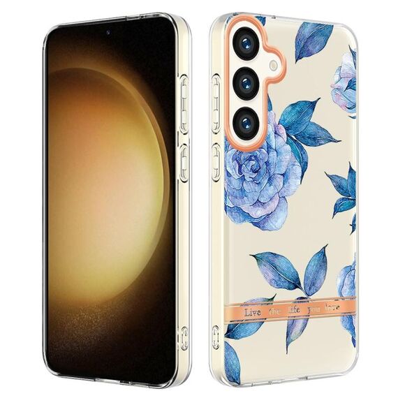 Per Samsung Galaxy S24+ 5G Custodia per telefono in TPU IMD serie Fiori e piante (Peonia orchidea)