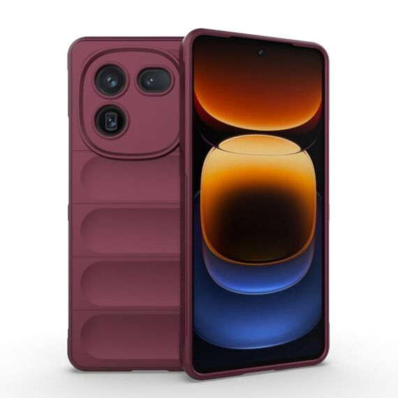 Per vivo iQOO 12 5G Magic Shield TPU + custodia per telefono in flanella (vino rosso)