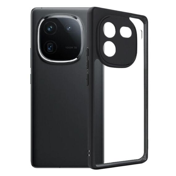 Per vivo iQOO 12 Pro TPU satinato + custodia per telefono PC trasparente (nera)