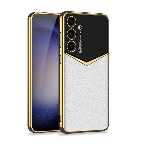 Per Samsung Galaxy S24+ 5G GKK Placcatura Custodia morbida in TPU + pelle a copertura totale senza penna (Bianco)
