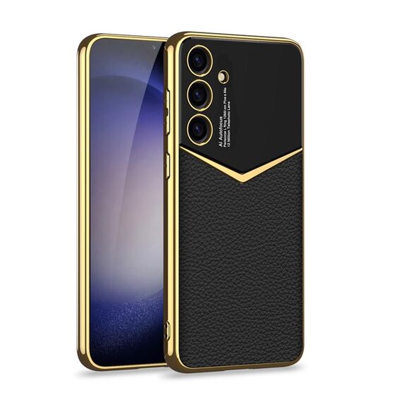 Per Samsung Galaxy S24+ 5G GKK Placcatura Custodia morbida in TPU + pelle a copertura totale senza penna (Nero)