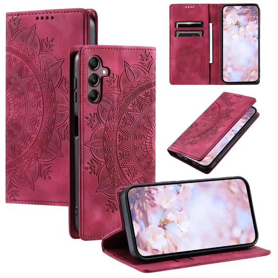 Custodia per telefono in pelle magnetica goffrata Totem per Samsung Galaxy S24 5G (rossa)