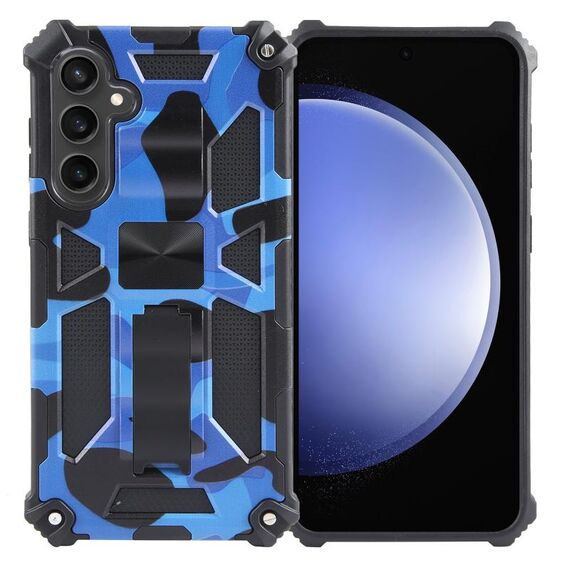 Per Samsung Galaxy S24+ 5G Camouflage Armor Kickstand TPU + Custodia magnetica per PC (blu scuro)