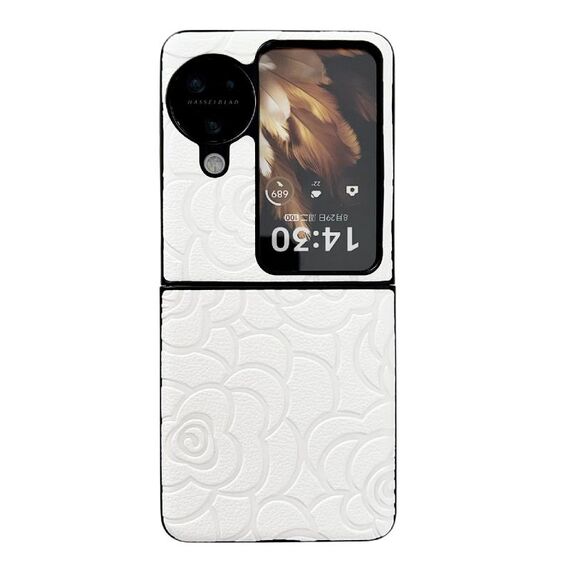 Custodia protettiva per telefono OPPO Find N3 Flip Impression Flower Pattern (bianca)