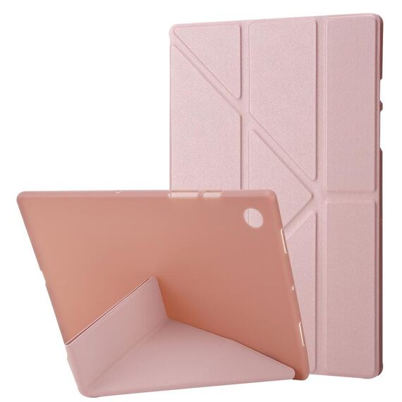 Per Samsung Galaxy Tab A9+ Custodia per tablet in pelle multipiega con deformazione in TPU (oro rosa)