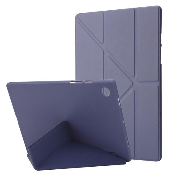 Custodia per tablet in pelle multi-piega con deformazione in TPU per Samsung Galaxy Tab A9+ (grigio lavanda)