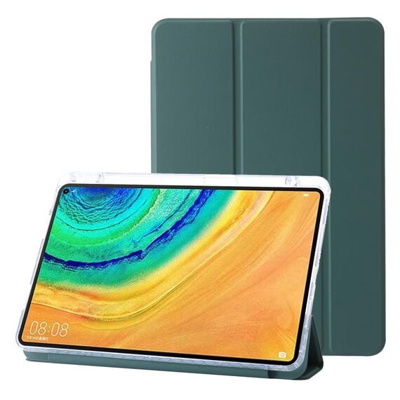 Custodia per tablet in pelle tripla in acrilico trasparente per Huawei Matepad 10.8 (verde scuro)