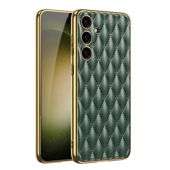 Per Samsung Galaxy S24+ 5G GKK Modello a rombo Galvanotecnica Custodia per telefono in PU semplice (verde)