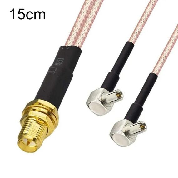 Cavo prolunga antenna WiFi RP-SMA femmina a 2 TS9 R Cavo adattatore prolunga RG316 (15 cm)