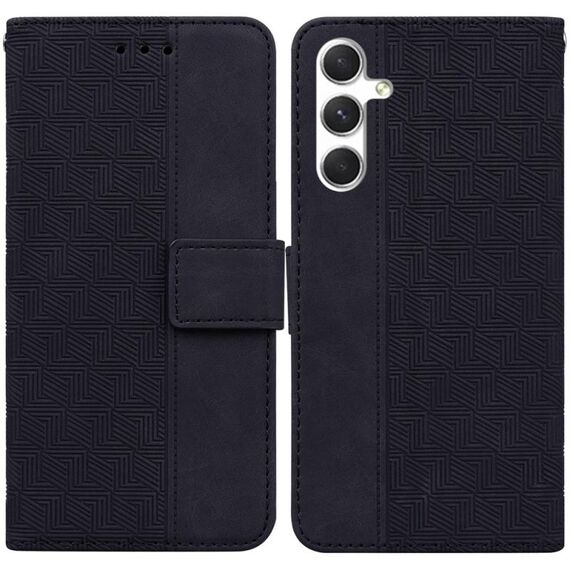 Custodia per telefono in pelle goffrata geometrica per Samsung Galaxy S24 5G (nera)