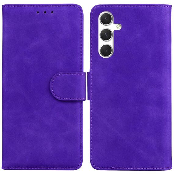 Per Samsung Galaxy S24 5G Custodia per telefono in pelle con vibrazione in puro colore Skin Feel (viola)