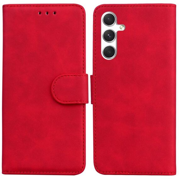 Per Samsung Galaxy S24 5G Skin Feel Custodia in pelle Flip in puro colore (Rosso)