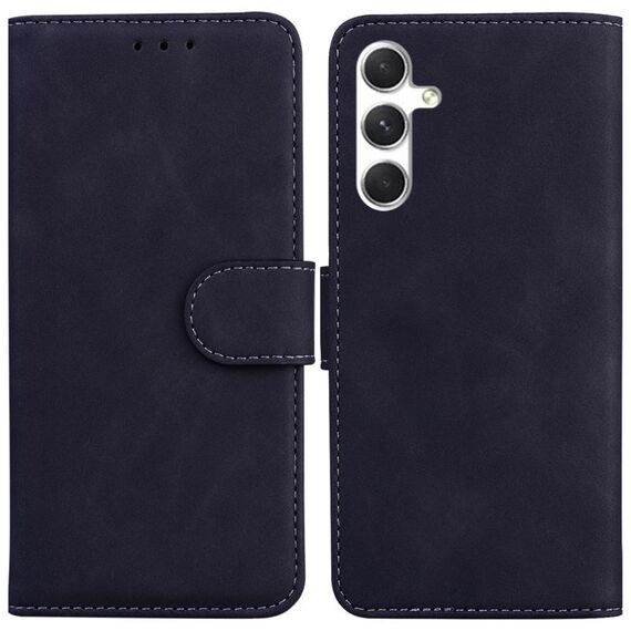 Per Samsung Galaxy S24 5G Custodia per telefono in pelle con vibrazione in puro colore Skin Feel (nera)