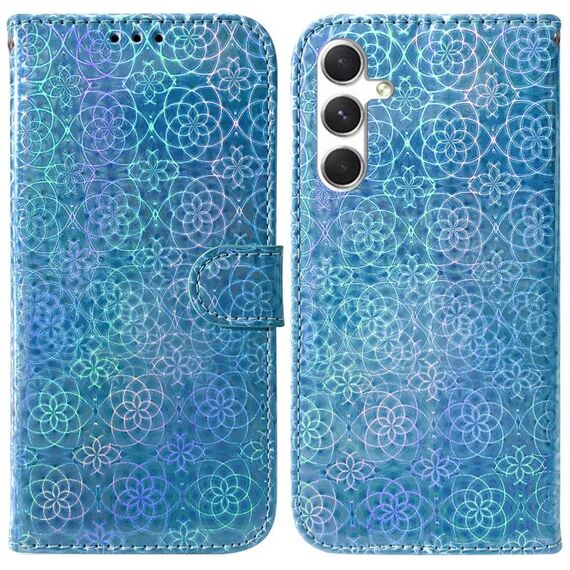 Custodia per telefono in pelle colorata con fibbia magnetica per Samsung Galaxy S24 5G (blu)