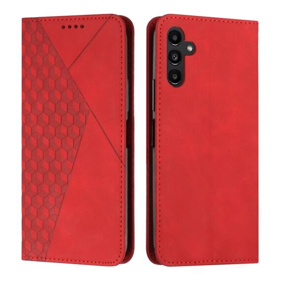 Custodia magnetica in pelle per Samsung Galaxy S24 Diamond Splicing Skin Feel (rossa)
