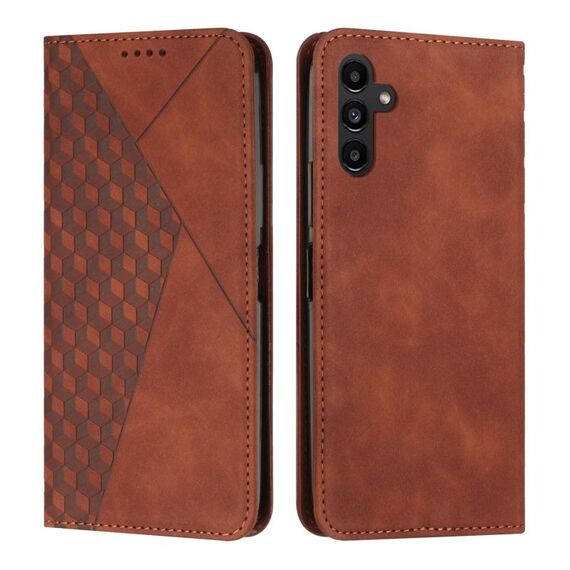 Custodia magnetica in pelle per Samsung Galaxy S24+ Diamond Splicing Skin Feel (marrone)