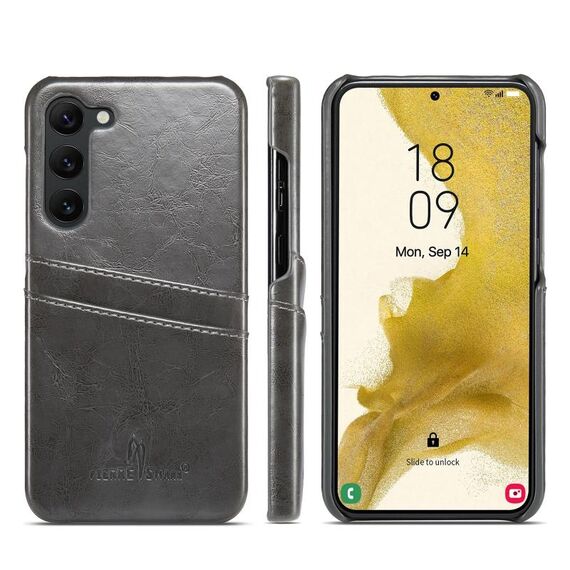 Per Samsung Galaxy S24+ 5G Fierre Shann Custodia in pelle con texture a cera d'olio con slot per schede (Nero)