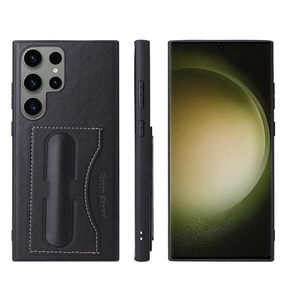 Per Samsung Galaxy S24+ 5G Fierre Shann Custodia protettiva in pelle a copertura totale (Nero)