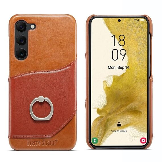 Per Samsung Galaxy S24 5G Fierre Shann Oil Wax Texture Custodia posteriore in vera pelle per telefono (marrone)