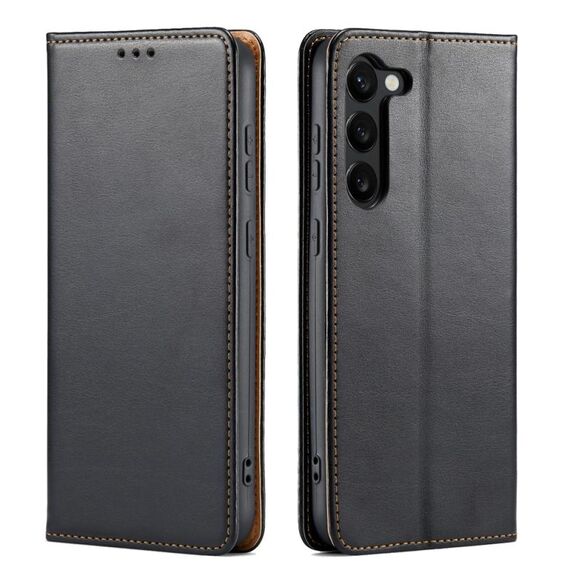 Per Samsung Galaxy S24 5G Fierre Shann PU Custodia per telefono in vera pelle con texture (nera)